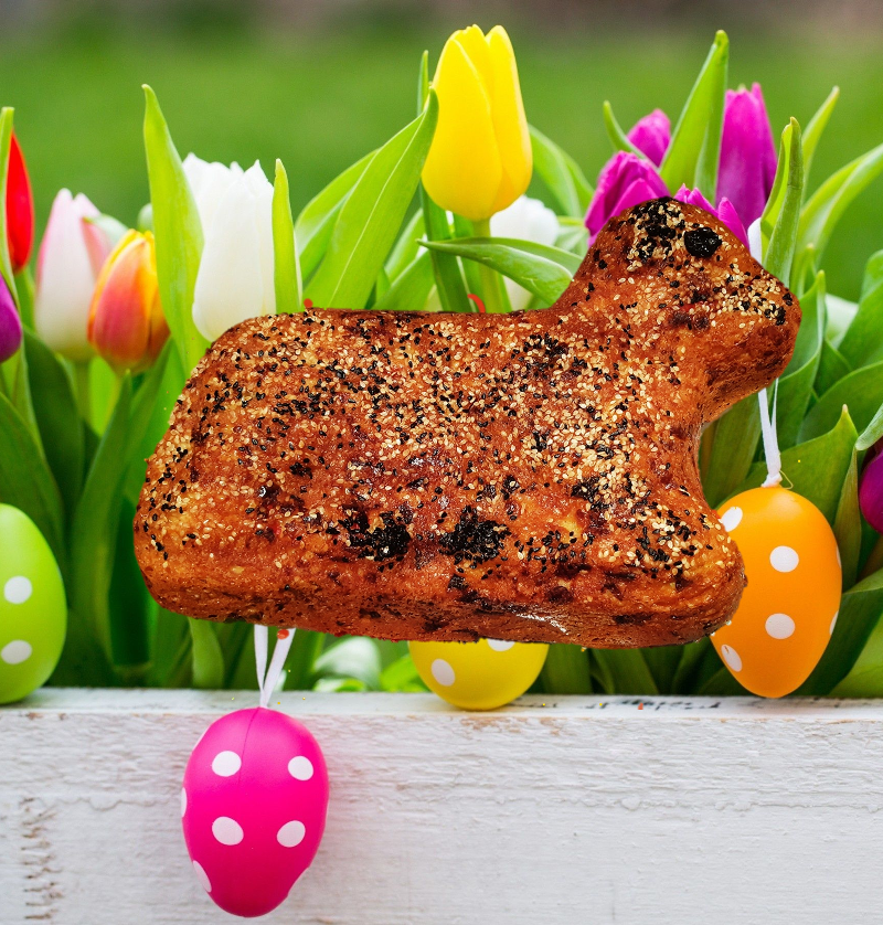 an easter lamb shaped cake bread