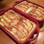 A bake tin with apple tart