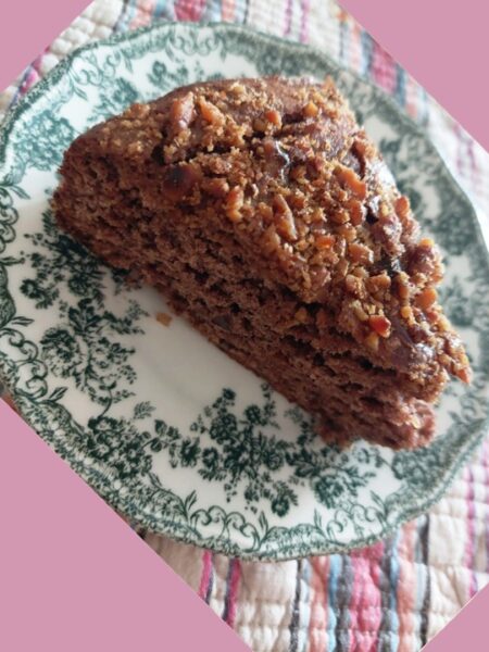 vegan cake slice with walnuts