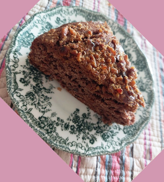 vegan cake slice with walnuts
